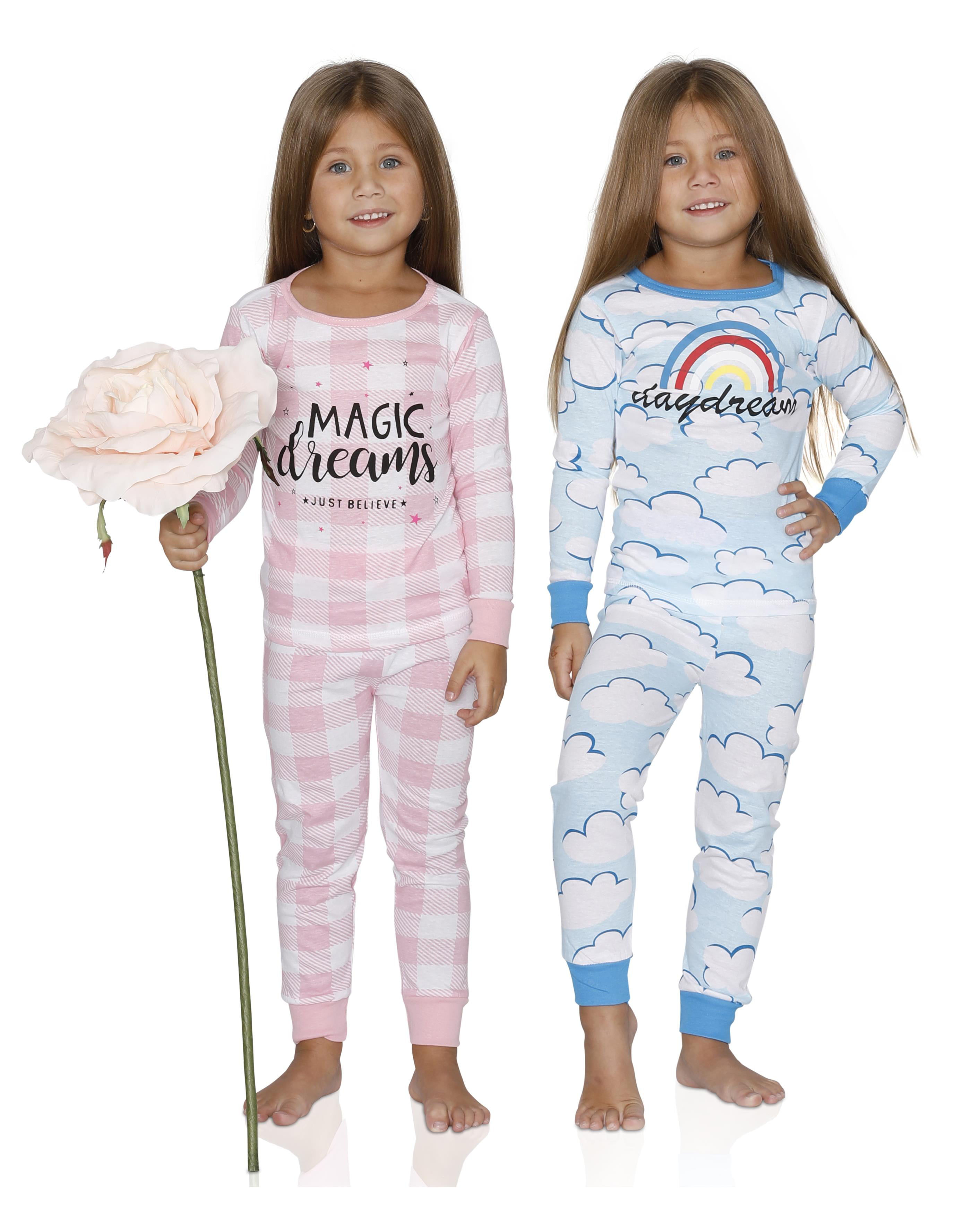 Prestigez - Girls Pajama Fun Print Costume 4 Piece Pc Cotton Top and ...