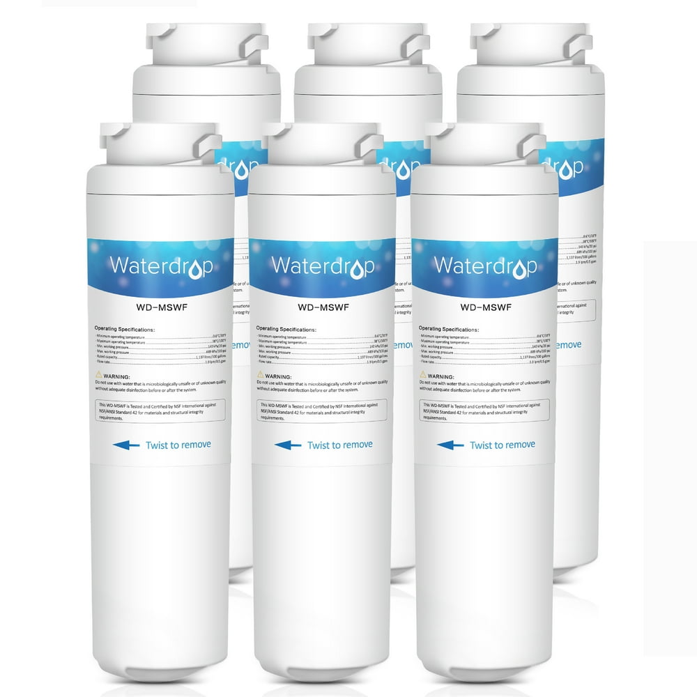 6 Pack Waterdrop MSWF Replacement for GE MSWF Refrigerator Water Filter