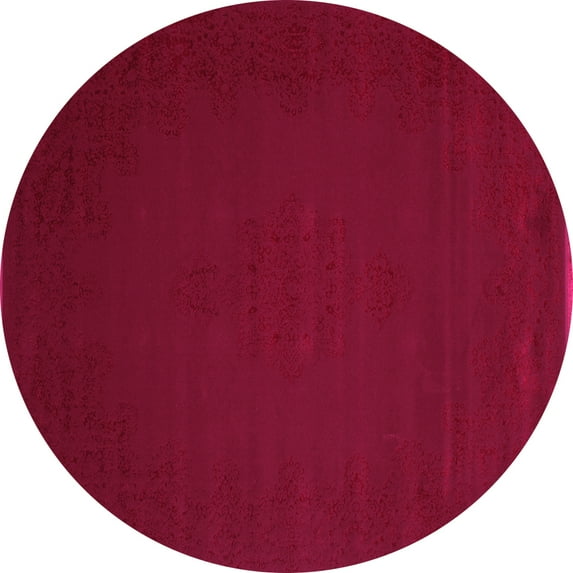 Ahgly Company Indoor Round Abstract Pink Contemporary Area Rugs, 5' Round