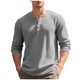 thumbnail image 2 of pstuiky camisas de hombre de manga larga, Camiseta informal de manga larga con cuello redondo y botones para hombre, color liso, transpirable y a la moda salir tops xl, 2 of 9