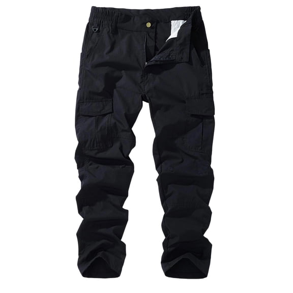 SELONE Cargo Pants for Men with Pockets Elastic Waist Joggers Relaxed Outdoor Trousers Hiking Winter Pants Black 36