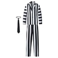 thumbnail image 1 of Traje A Rayas para Hombre Disfraz Beetlejuice Halloween Transpirable Adultos Color Blanco, 1 of 9