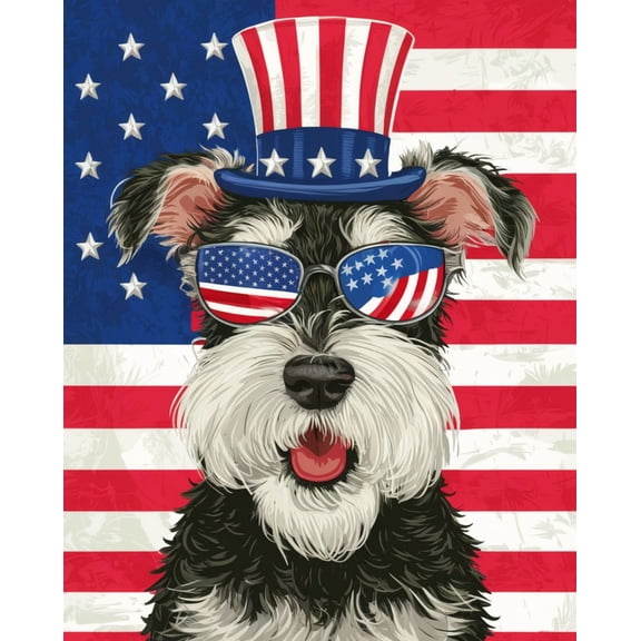 Paint by Numbers Kits for Adults -Patriotic Schnauzer- Beginners Digital Oil Paint by Number for Adults Easy Canvas for Home Wall Decoration and Gifts 16X20 inch-