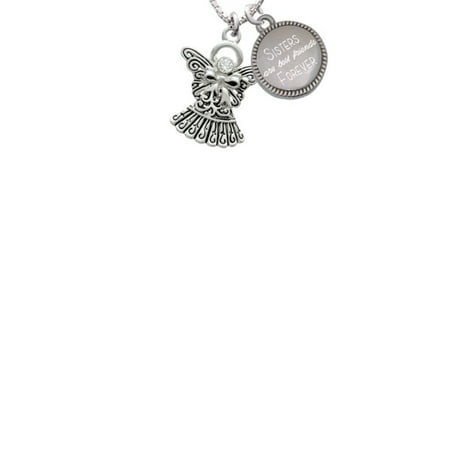 Antiqued Angel with Bow & Crystal Sisters Are Best Friends Forever Engraved