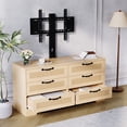 thumbnail image 3 of 47.2" Modern TV Stand with Mount and 6-Drawer Rattan Storage, Entertainment Center for 32-85 Inch TVs, Media Console Table for Living Room, 3 of 9