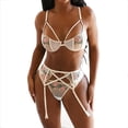 thumbnail image 4 of Conjunto de ropa interior de sujetador Lencería sexy para mujer Diseño de encaje Sujetador push-up erótico Kit de bragas de tanga de malla, L Inevent XX000123-03, 4 of 7