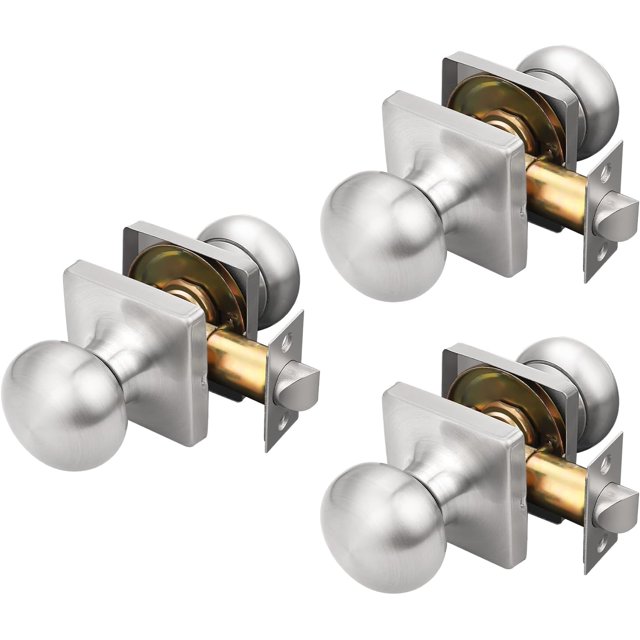 Round Passage Door Knobs Interior Matte Door Knobs Indoor Keyless Non-Locking Handle Set for Hallway or Closet Doors Reversible for Right/Left Handed Door