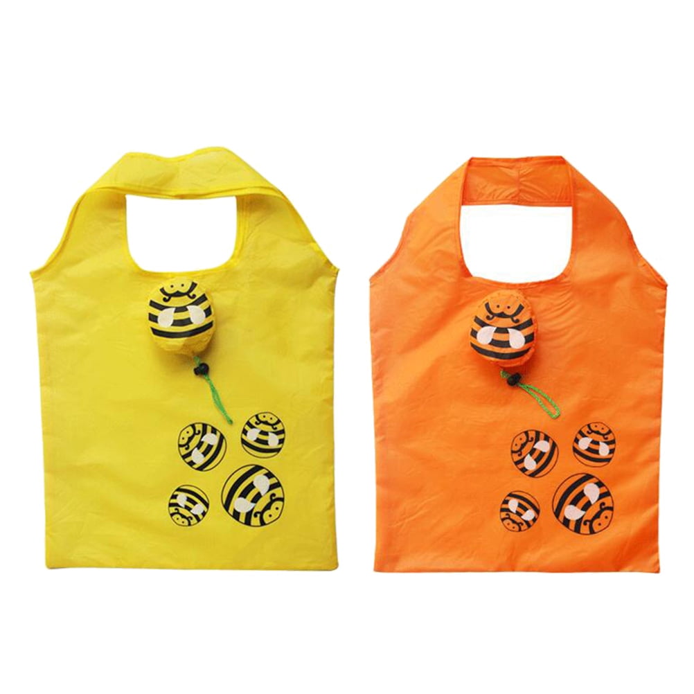 OUNONA 2pcs Portable Folding Shopping Bag Creative Bee Decoration