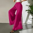 thumbnail image 4 of Women's Straight Pants Fashion Casual Pants, Chiffon Wide Leg Pants Loose Long Trousers for Women, Flowy Dress Pants, Office Casual Wear,Hot Pink,M, 4 of 6