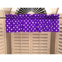 cotton polka dots window valance 58 wide white on purple