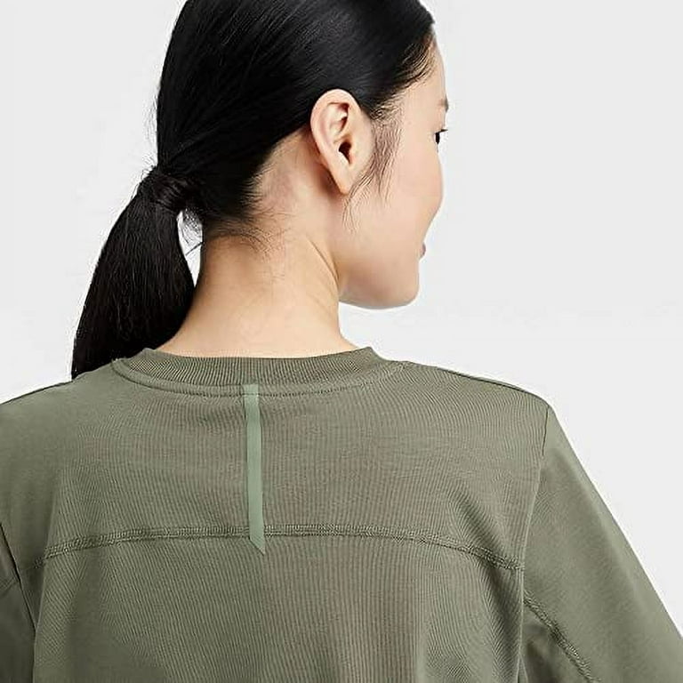 All in Motion Women's Supima Cotton Cropped Short Sleeve Top - (as1, Alpha,  xx_l, Regular, Regular, Olive Green, XX-Large) 