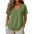 thumbnail image 2 of Women's Linen Short Sleeve Top Casual Loose Fit Blouse, 2 of 6