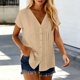 thumbnail image 5 of Camisetas de Manga Corta Extra Larga para las Mujeres con Cuello en V Botón Placa con Cuello Blusa de Túnica, Camisa de Manga Larga Azul Claro Mujeres, 5 of 8