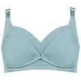 thumbnail image 4 of Nmnitkp Nursing Bras Antibacterial Fabric Solid Color Pregnant Women Breastfeeding Bra With Open Button Postpartum,Soft and Skin-Friendly Cotton Nursing Bras for Breastfeeding Green,90, 4 of 5