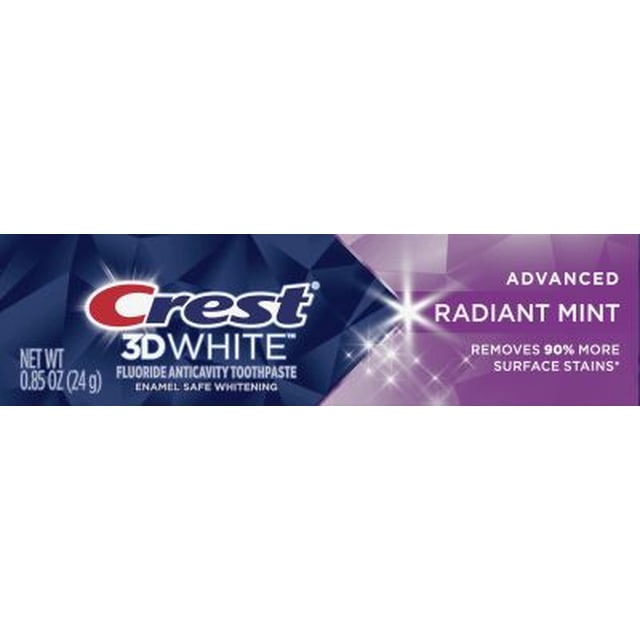 Crest 3D White Vivid Fluoride Anticavity Toothpaste-Radiant Mint-0.85 oz, 3 pk