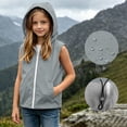 thumbnail image 2 of AHTJRT Hooded Vest for Boys Girls Sleeveless Zip-Up Lightweight Breathable Vests Summer Outdoor Sun Protection Tops with Pockets Gray 7-8 Years, 2 of 10
