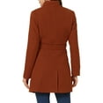 thumbnail image 3 of INSPIRE CHIC Women's Classic Stand Collar Long Sleeve Winter Belted Long Coat M Red Brown, 3 of 6