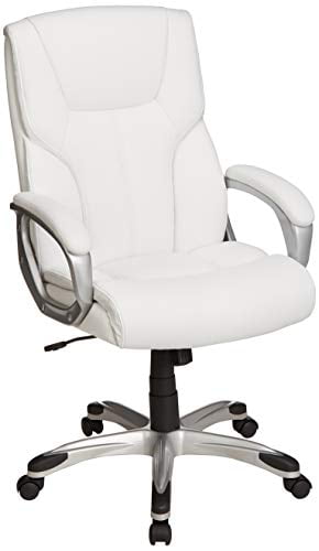 Basics High Back Leather Executive, White Leather Computer Chair