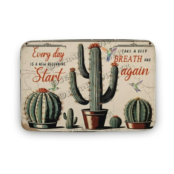 Cactus Every Day Is New Beginning Rustic Farmhouse Bath Mat,Bath Rug for Bathroom,Bath Mat Soft Non Slip Bath Rugs 20"x32"
