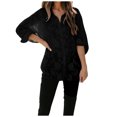 thumbnail image 1 of Cárdigan con botones de manga larga de color sólido hueco de malla suelta informal para mujer Pompotops  FGAJ6291, 1 of 9