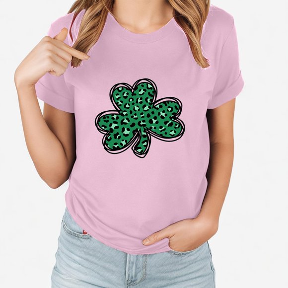 Saint Patricks Day Shirt Ladies Saint Patrick's Day Printed T-shirt With Round Neck And Short Sleeved Top St. Patricks Day Shirts for Women
