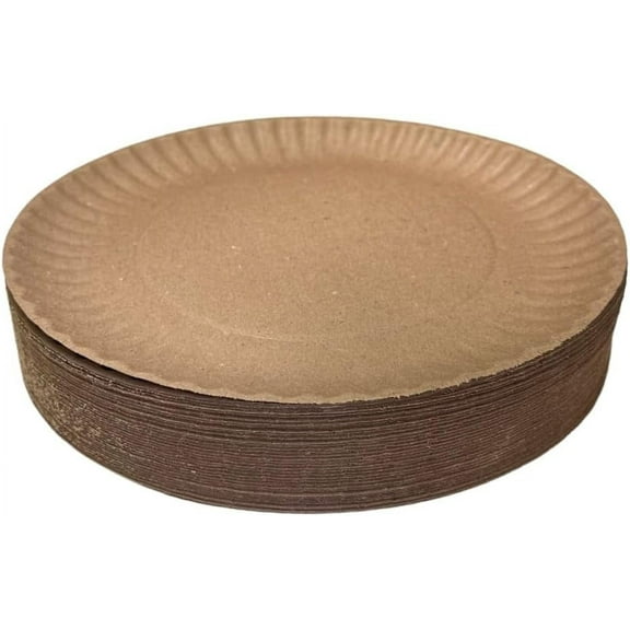 EcoQuality Disposable Kraft 6-Inch Paper Plates Uncoated Large, Everyday Disposable Brown Paper Plates 6" Paper Plate Bulk Pizza Party Plates (100)