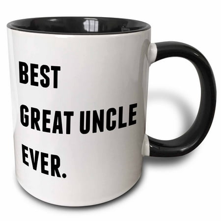 3dRose Best Great Uncle Ever, Black Letters On A White Background - Two Tone Black Mug,