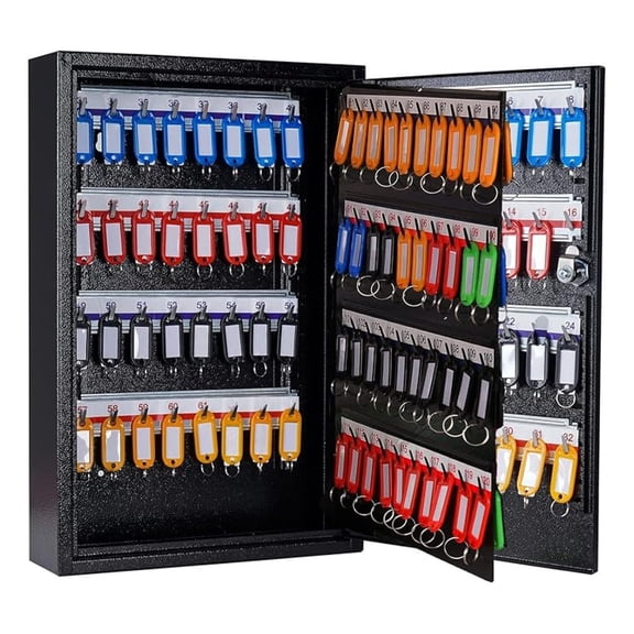 Key Box Wall Mount 160-Key Metal Key Cabinet with Numbered Key Tags Secure Lockable Vehicle Key Organizer Storage Car Lock Box for Key Control | Home, Office, Hotel, Real Estate (Black)