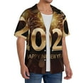 thumbnail image 2 of Kdxio Men's Hawaiian Shirt for Men Short Sleeve Shirt Happy New Year 2025 B Summer Casual Holiday Beach Button Down T-Shirts, 2 of 5