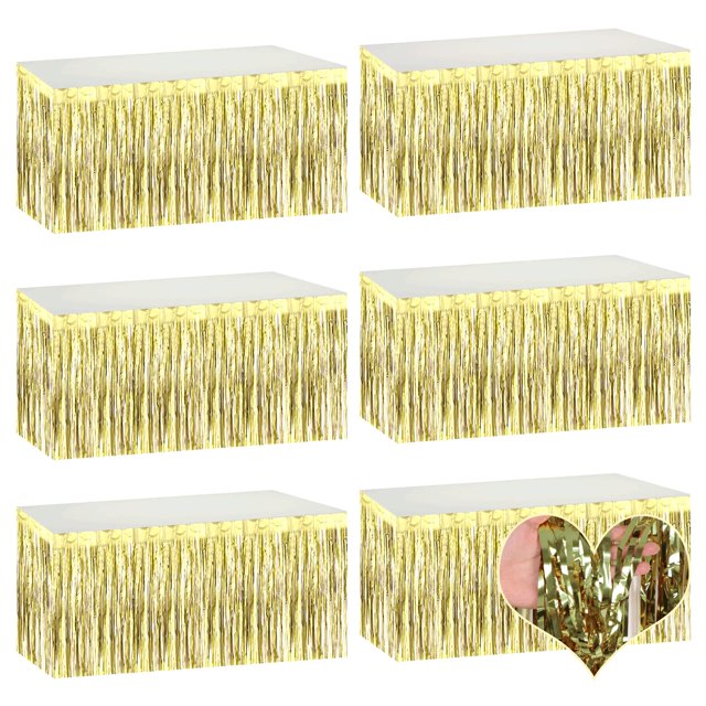 Faldas de mesa Mebiornt, paquete de 6 unidades, 74 x 274 cm, dorado metalizado