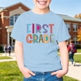 thumbnail image 2 of Arlun Kids Unisex First Grade Short Sleeve T-Shirts Back to School Outfits 1st Grade Letter Print First Day of School Graphic Tee Casual Crew Neck Tops for Girls Boys 150, 2 of 8