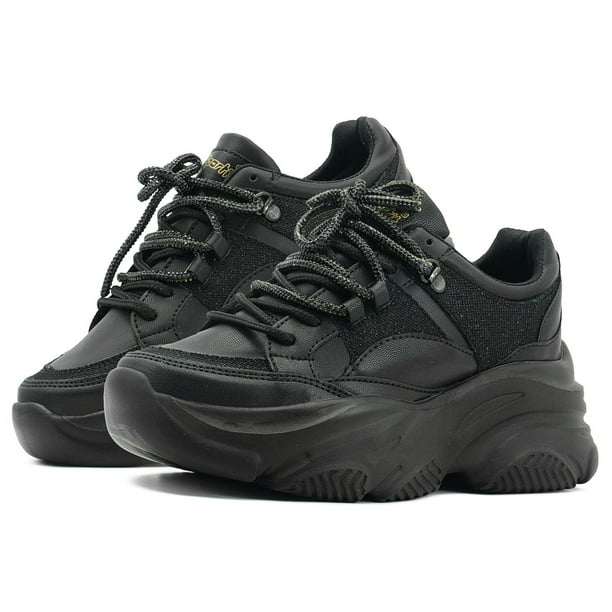 Tenis Plataforma Dama Sneakers Suela Chunky 22-26 Colores negro 23