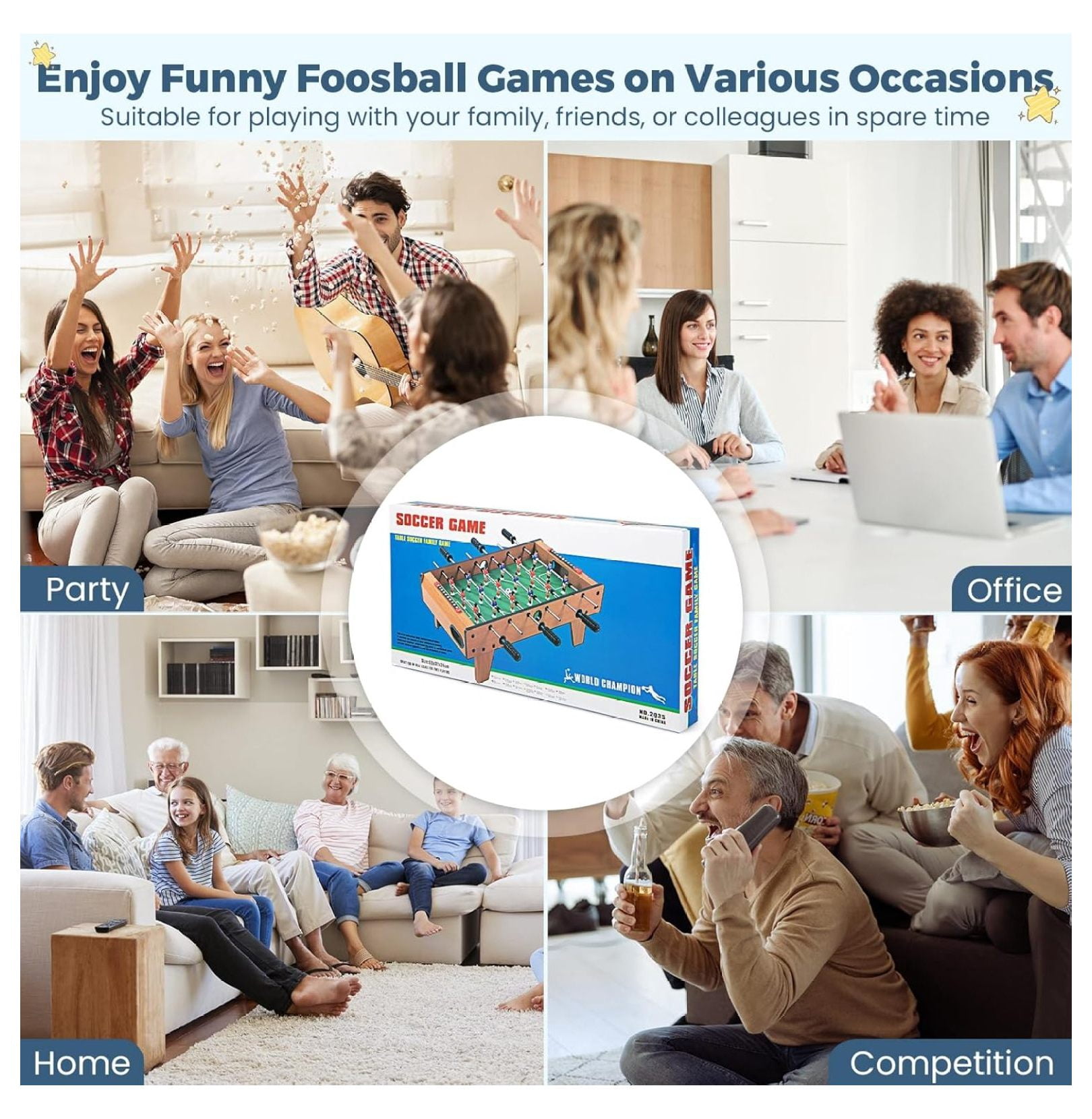 27" Foosball Table, Compact Soccer Table Game with 2 Footballs & Score Keepers, Foosball for Kids, Adults, Game Room, Family Night, Arcades, Parties