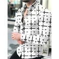 thumbnail image 1 of Camisa social de lujo para hombre , con solapa, botonadura sencilla, estampado a cuadros 3D, manga larga, ropa de diseñador, camisa informal de calle blanca, 1 of 6