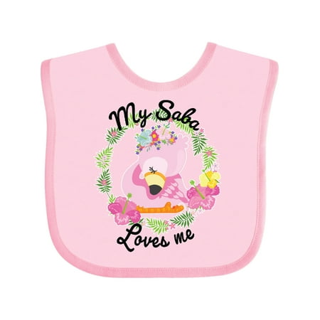 

Inktastic Baby Flamingo My Saba Loves Me with Flower Wreath Gift Baby Boy or Baby Girl Bib