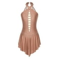 thumbnail image 3 of YONGHS Women's Figure Skating Dress Glittery Rhinestone Halter Strappy Back Ballet Dance Leotard Dusty Pink XL, 3 of 7