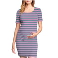 thumbnail image 2 of Ovzne Robes pour Femmes Robe Femme à la Mode Imprimée Plissée Jupe de Maternité Manches Courtes Col Rond Mi-Mollet Robe d'Été Manches Courtes Imprimée Liquidation, 2 of 6