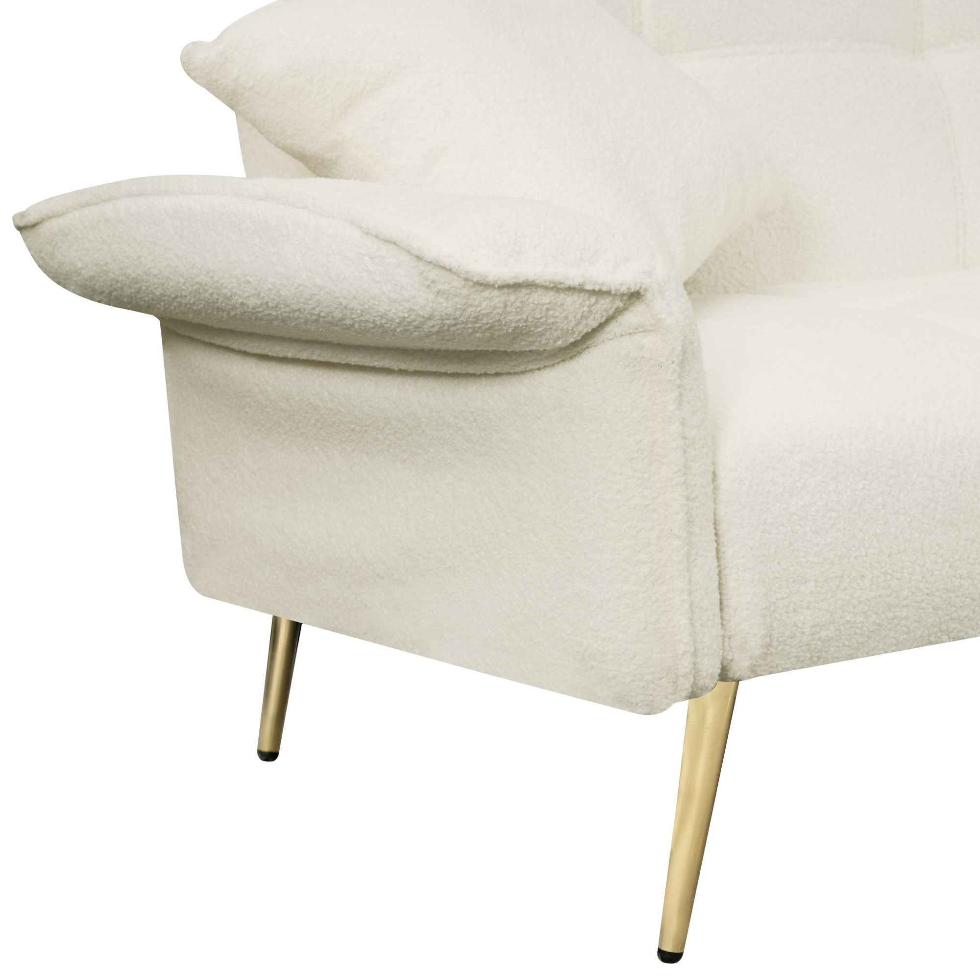 DEALTOPS 70'' Modern Loveseat Sofa, Convertible Teddy Fabric Couch with Adjustable Arms, Beige