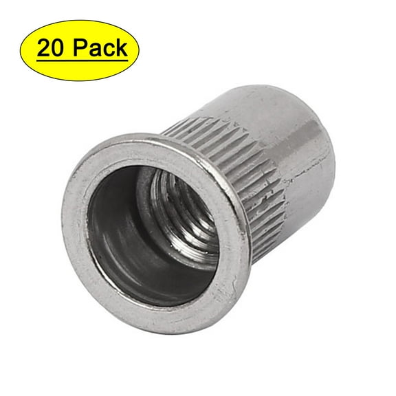Unique Bargains M12 x 1.75mm 304 Stainless Steel Knurled Blind Rivet Nut Insert 20Pcs