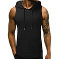 thumbnail image 4 of Sakmal Gym Athletic Shirts for Men Casual Sleeveless Tshirts Solid Hooded Black Shirts for Men 2XL, 4 of 4