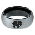 thumbnail image 2 of Tungsten Elephant Animal 2D Style Art Band Ring 8mm Men Women Comfort Fit Black Dome Brushed Gray Polished, 2 of 4