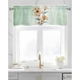 thumbnail image 2 of Abstract Orange Flower Linen Curtain Valance for Bedroom/Bathroom/Kitchen/Office/Living/Dining Room Windows,Ombre Green Vintage Watercolor Rod Pocket Topper Drapes Decorative Cafe Drapery Panel 42x12, 2 of 6