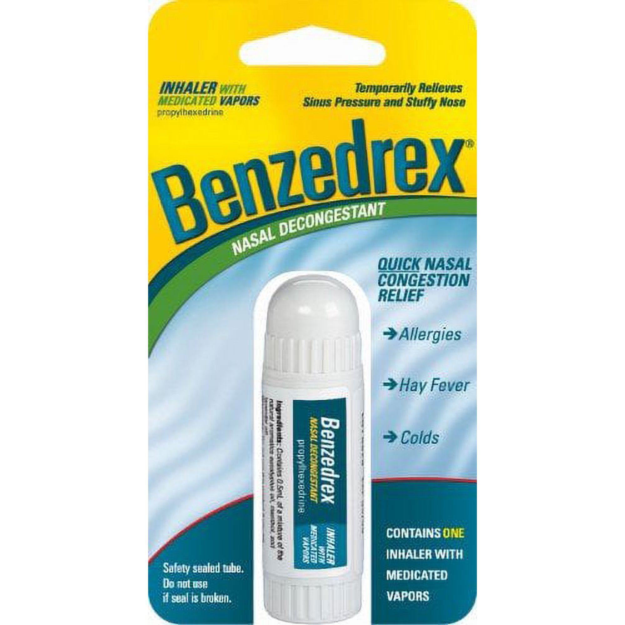 Benzedrex Inhaler Nasal Decongestion Quick Relief Allergies, 1 ct, 4-Pack