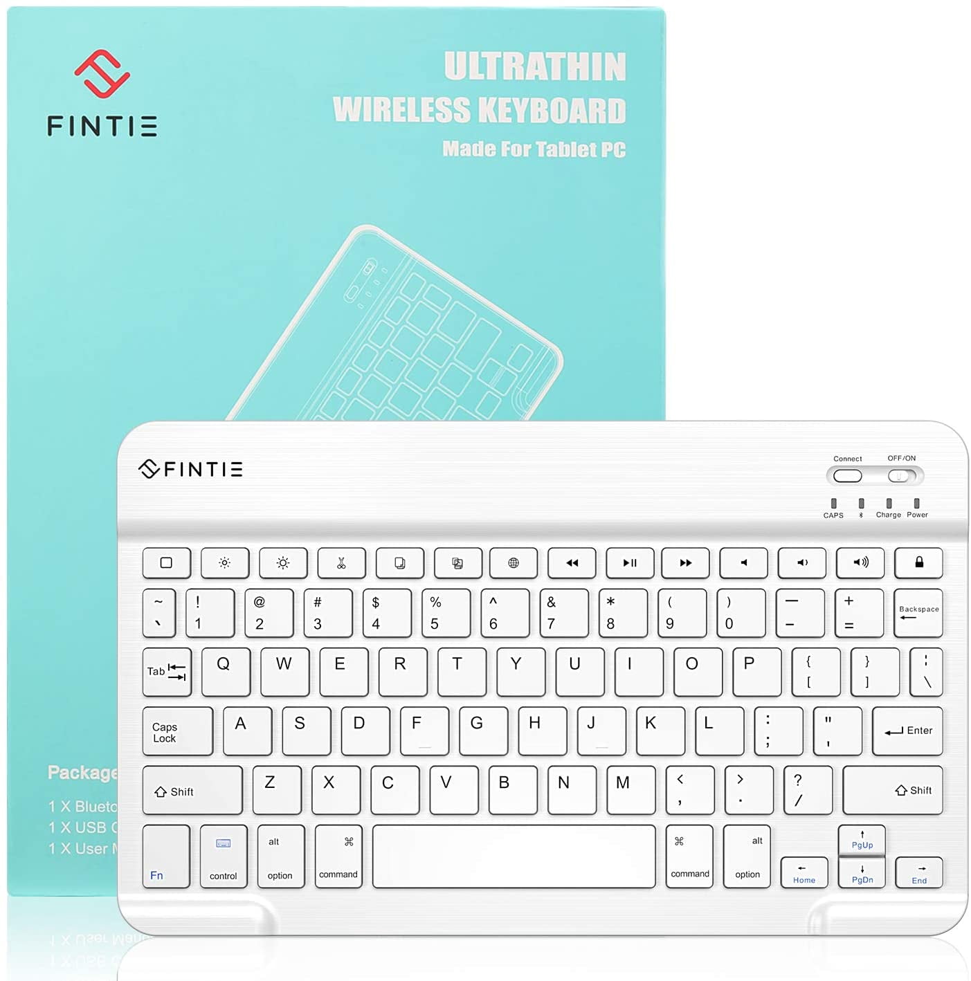 Fintie 10.5-Inch Ultrathin (4mm) Wireless Bluetooth Keyboard for iPad Air 4th Gen 10.9", iPad 10.2", iPad Air 3rd Gen 10.5"/Air 2/Air, iPad Pro 11/Pro 10.5/Pro 9.7, iPad 9.7 Inch, iPad 2/3/4, White