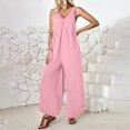 thumbnail image 4 of BangWanChi Womens Jumpsuits Overalls Wide Leg Casual Womens Fashion Summer Solid Pocket Casual Sleeveless Suspender Jumpsuit, 4 of 5