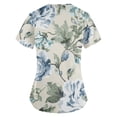 thumbnail image 4 of EHTMSAK Uniform Tops for Women Scrubs with Pocket Floral Nurses Uniform Workwear Tunic Casual Short Sleeve V-Neck Clinic Blouse Carer Top on Clearance Light Blue L, 4 of 7