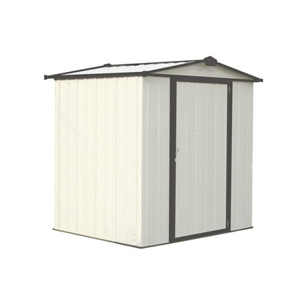 Best EZEE Shed Steel Storage 6 x 5 ft. Galvanized Low Gable Cream with Charcoal Trim deal