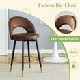 thumbnail image 5 of 360° Rotatable Bar Stools Set of 2 - Brown Fabric Upholstered Kitchen/Dining Chairs w/ Black Metal Legs - Modern Design for Home & Terrace, 5 of 21