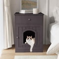 thumbnail image 2 of Cat Litter Box Enclosure Furniture with Drawer, Wooden Hidden Litter Cabinet for Indoor Pet, Side Table Nightstand for Living Room, 18.9" W x 20.9" D, Solid Wood, 2 of 9