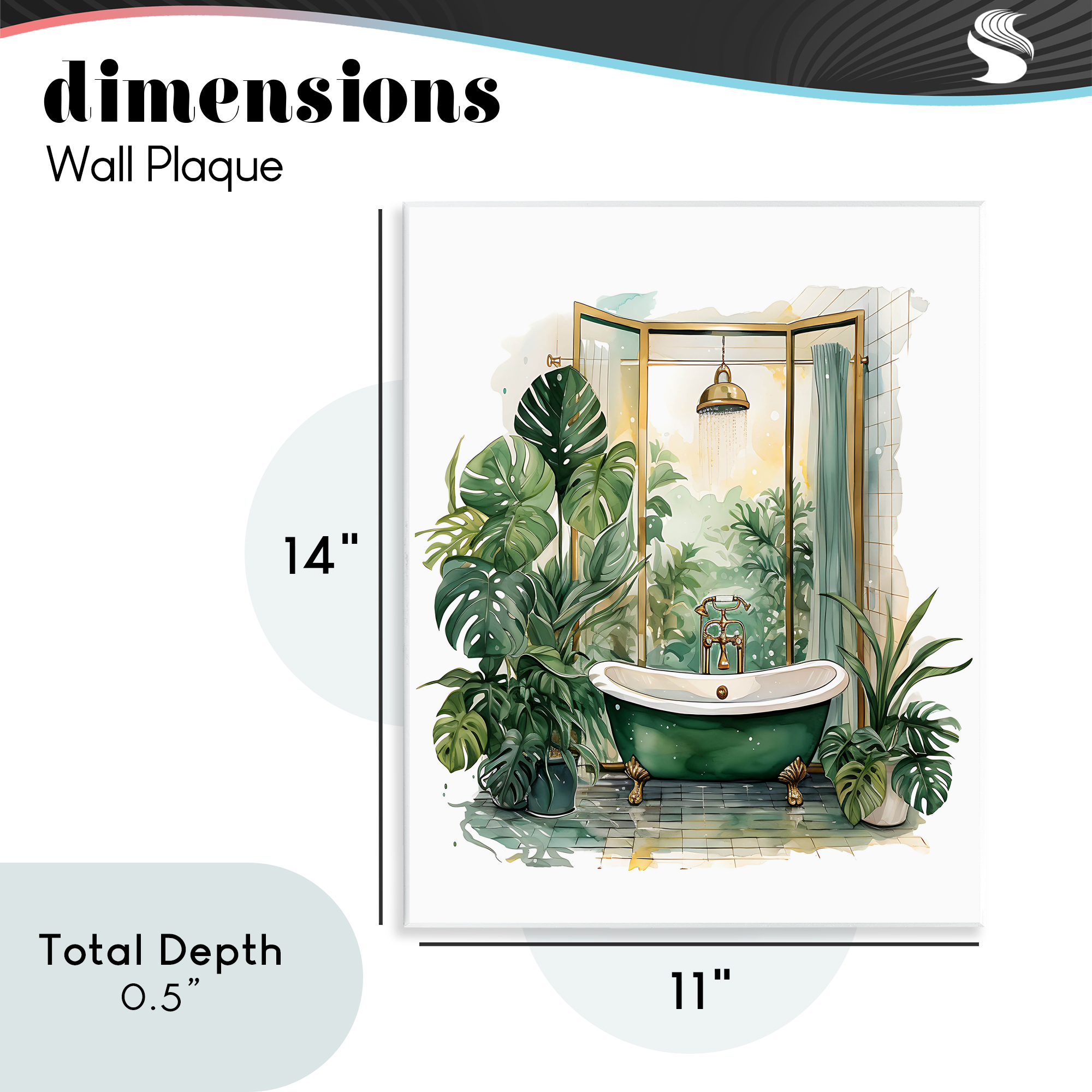 Bathtub in Tropical Oasis Wall Plaque Art, design by Lettered and Lined